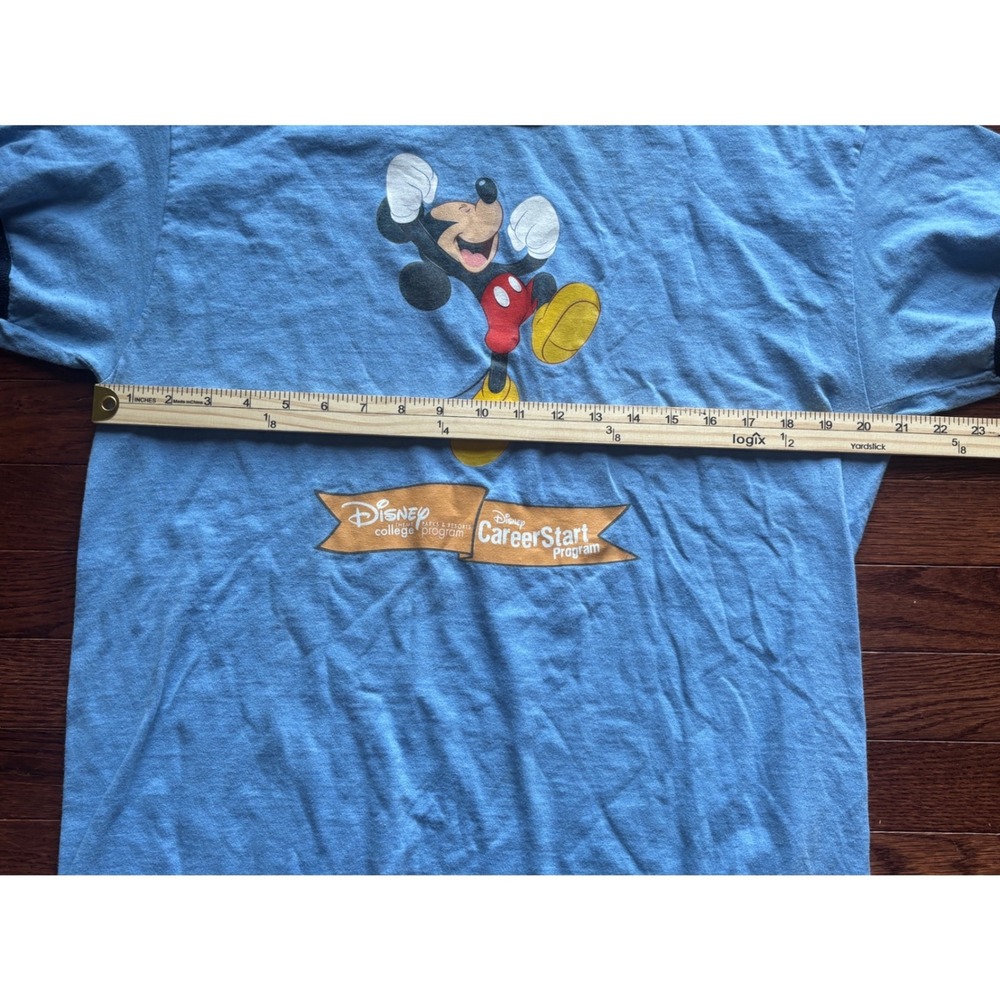Disney College Program CareerStart Mickey Mouse Ringer T Shirt Blue Y2K Large - Picture 4 of 6